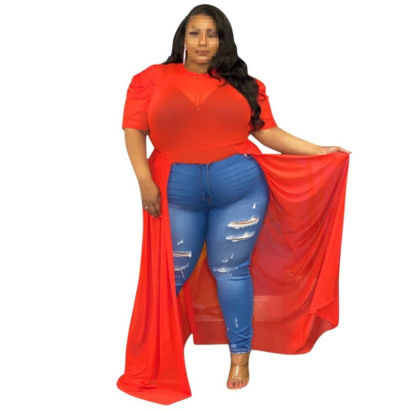 Solid Color Polyester Mesh Women's Dress