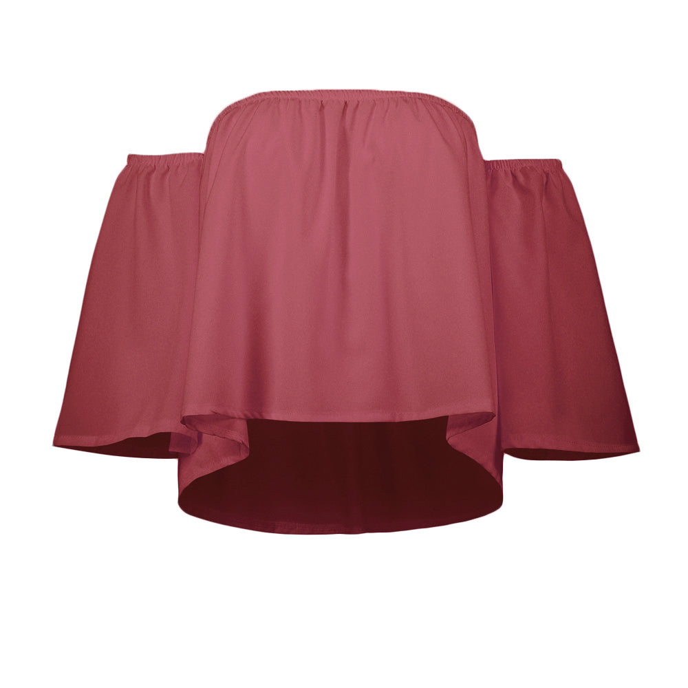 off-shoulder chiffon shirt