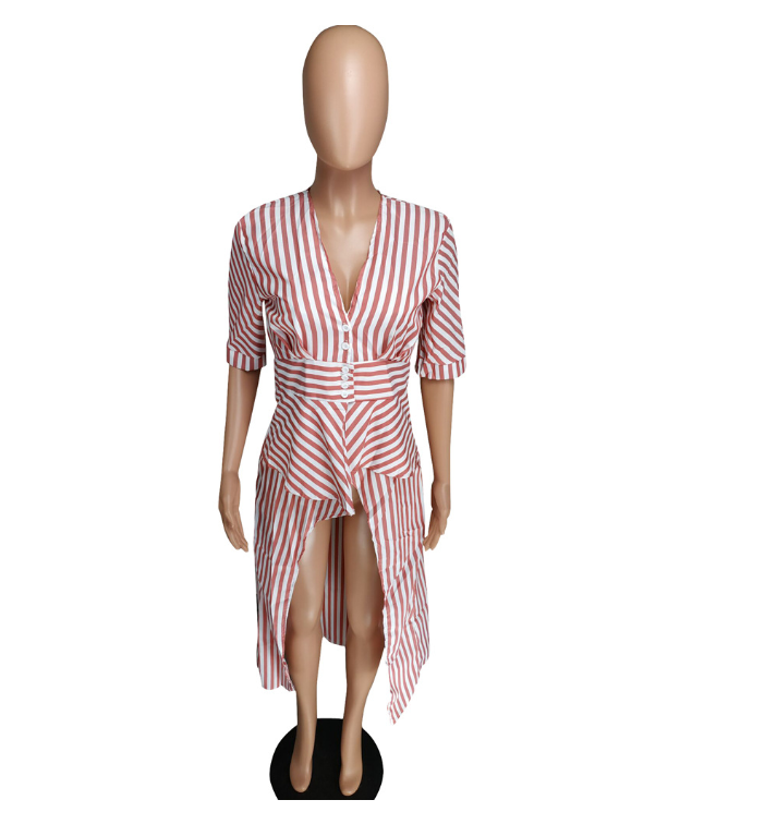 Striped hi low duster