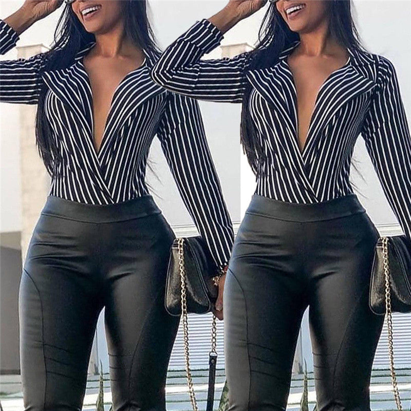 Long sleeve V-neck blouse