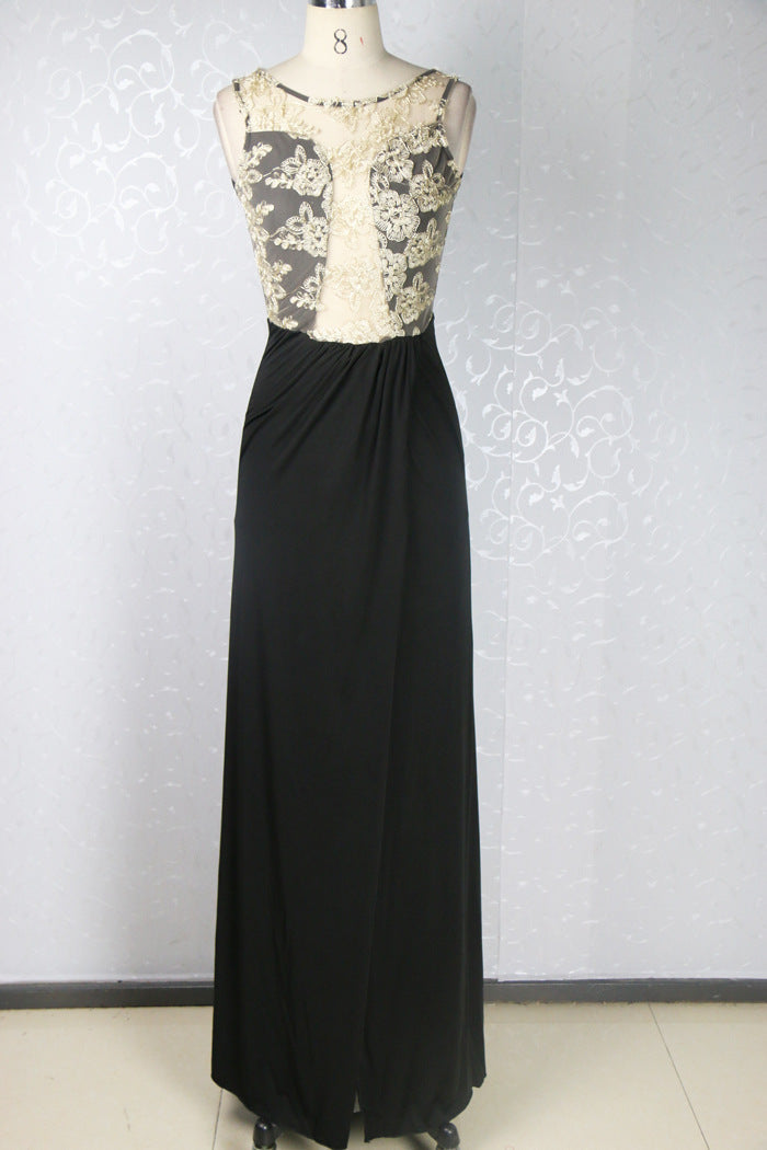 sleeveless lace asymmetric backless dress