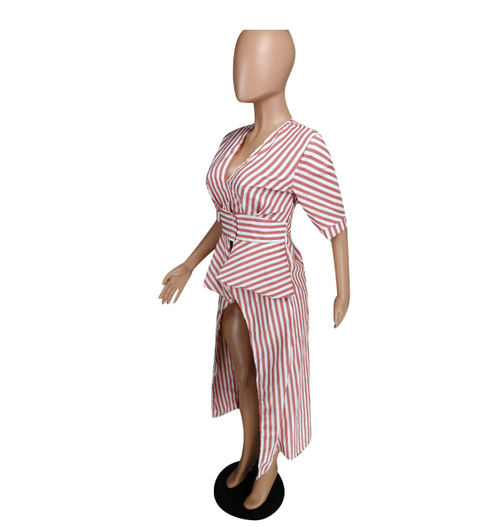 Striped hi low duster