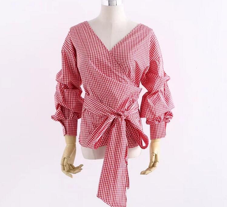 Checkered Off The Shoulder Blouse