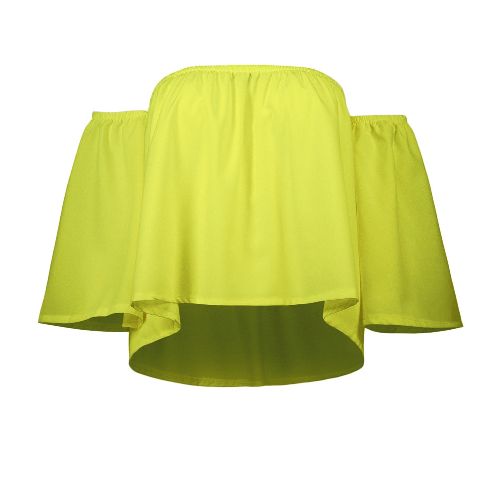 off-shoulder chiffon shirt