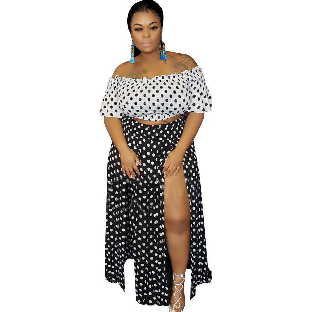 Lus size L-5XL women Summer Dot Print Slas