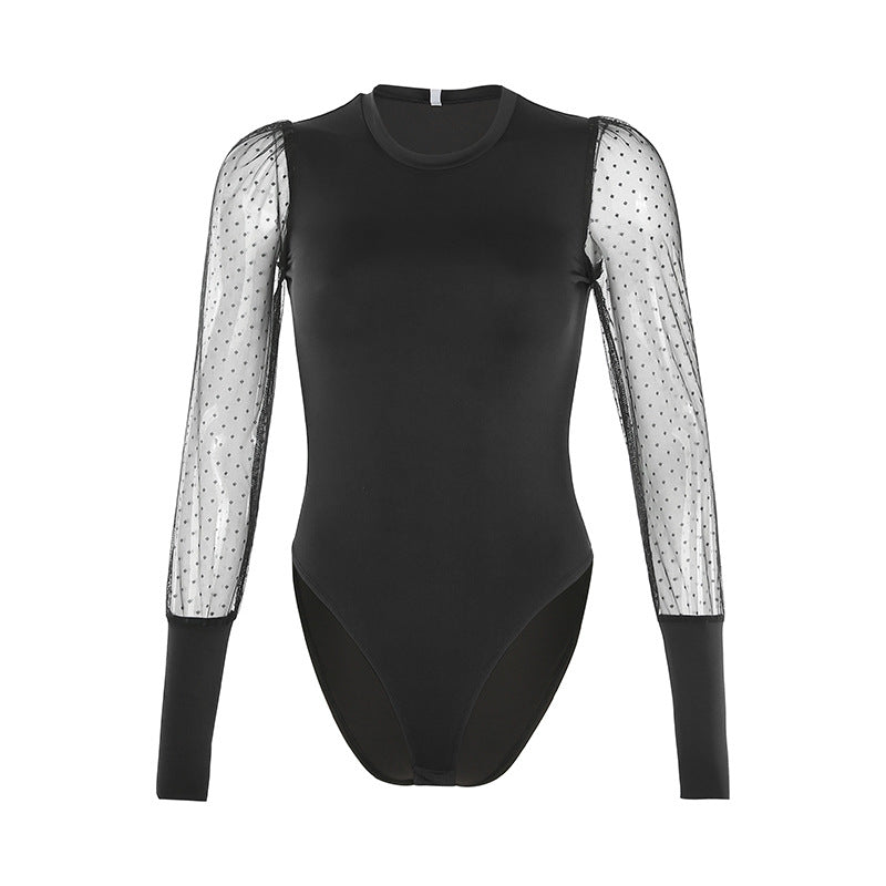 Mesh long sleeve bodysuit