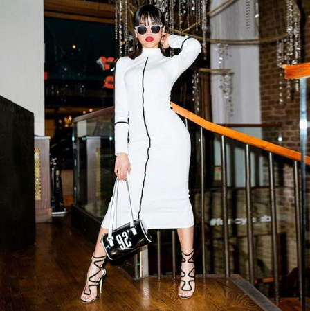 Mock neck long sleeve dress