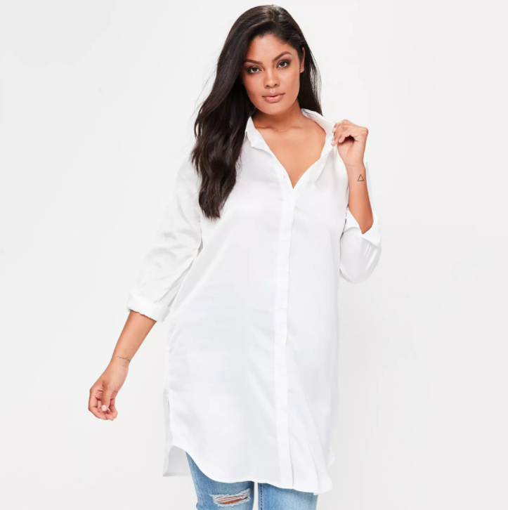 Plus Size long button down blouse