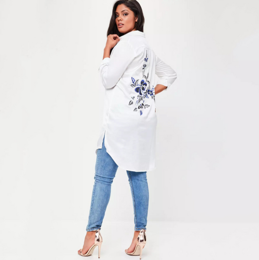 Plus Size long button down blouse