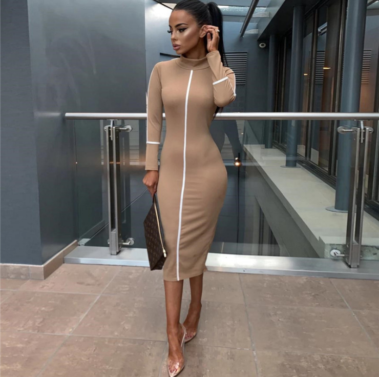 Mock neck long sleeve dress