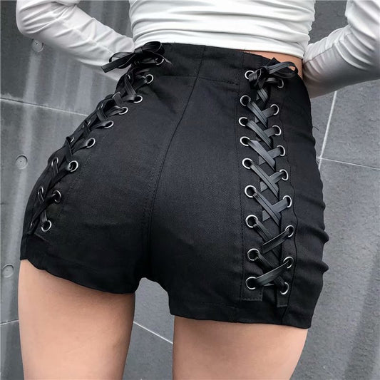 Lace me up denim shorts