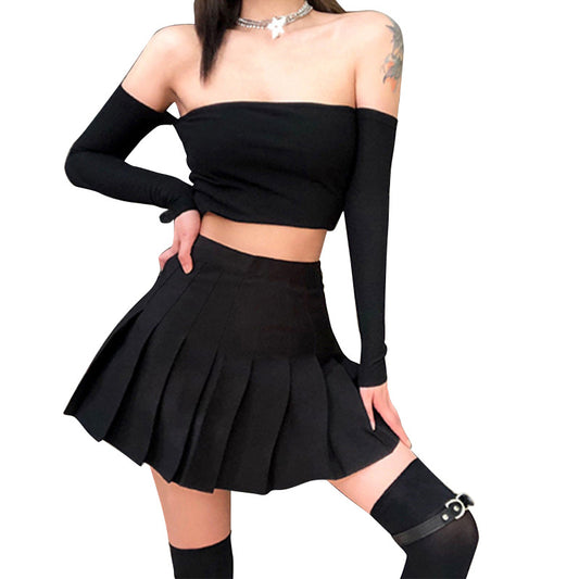 Long Sleeve One-Shoulder Strapless T-Shirt