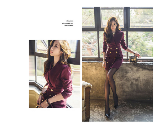 long-sleeved double-breasted blazer dress