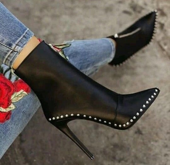 Studded Zipper Boots