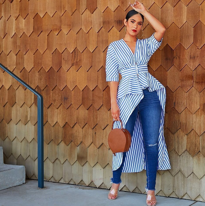 Striped hi low duster