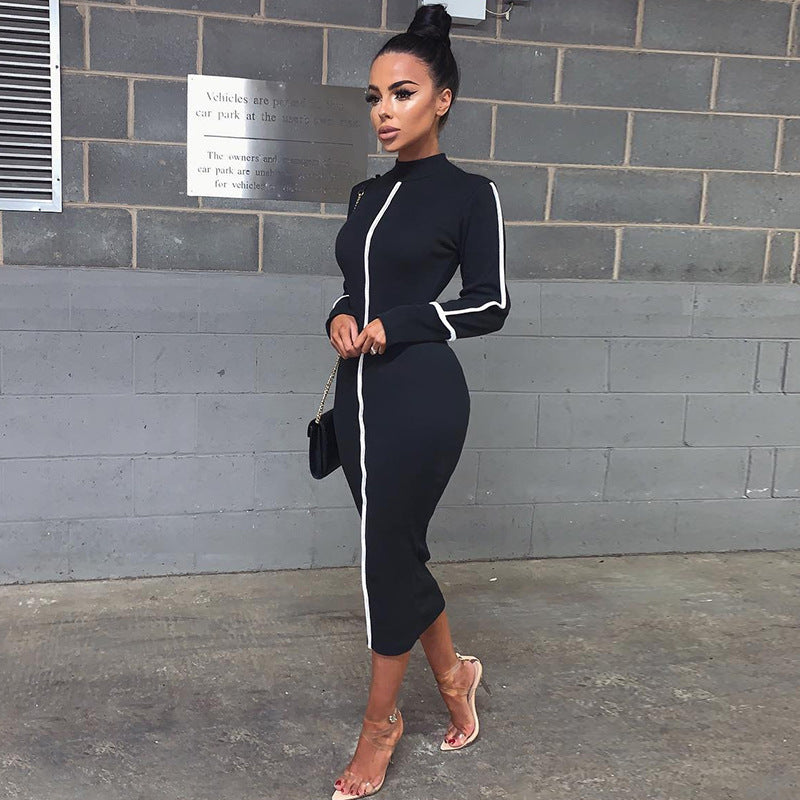 Mock neck long sleeve dress