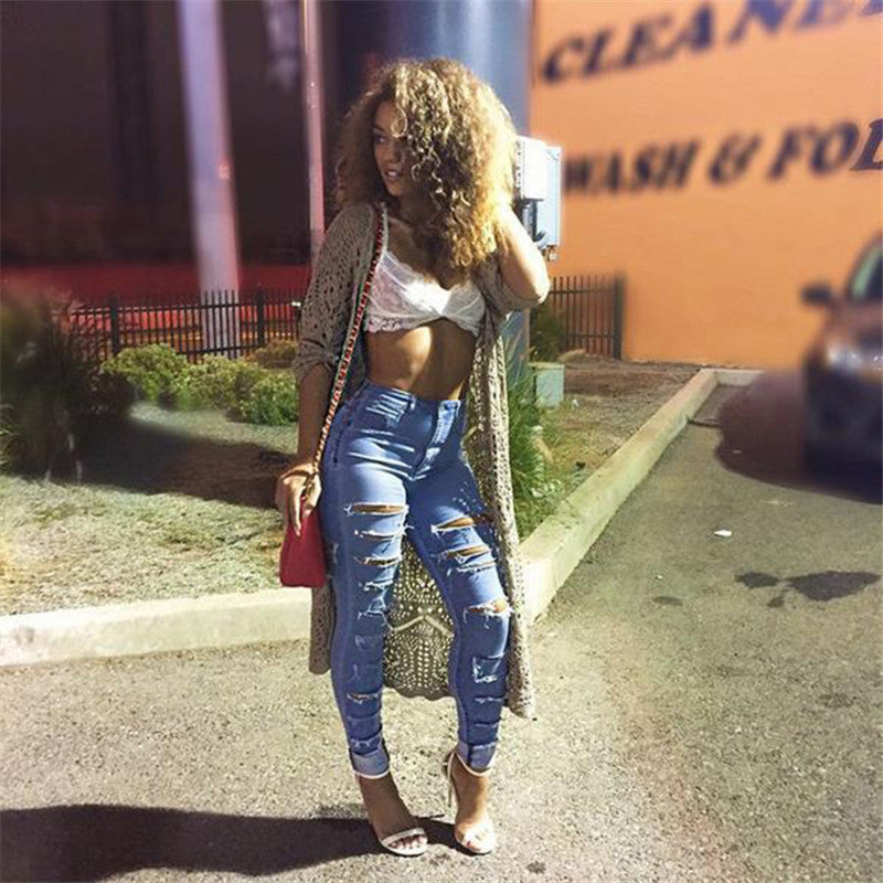 ripped high waist jeans