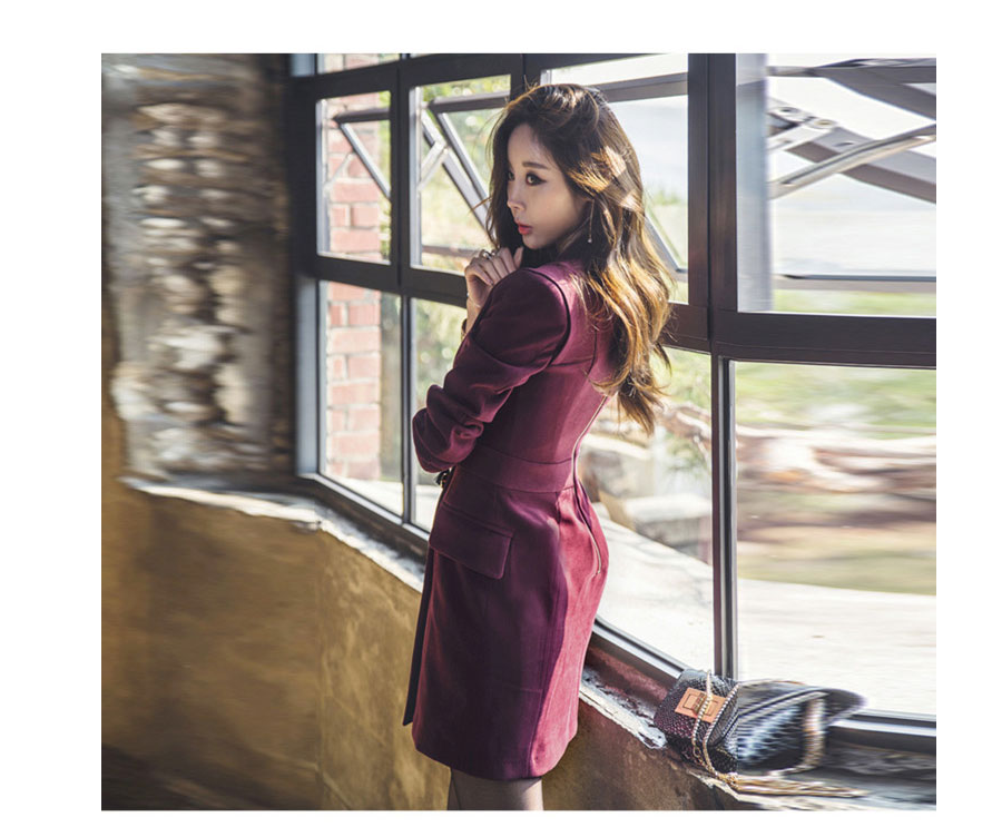 long-sleeved double-breasted blazer dress