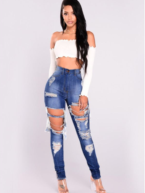 Ripped high waisted jeans