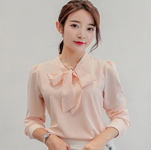 Tie front long sleeve chiffon shirt