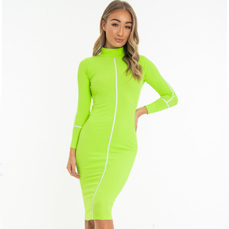 Mock neck long sleeve dress