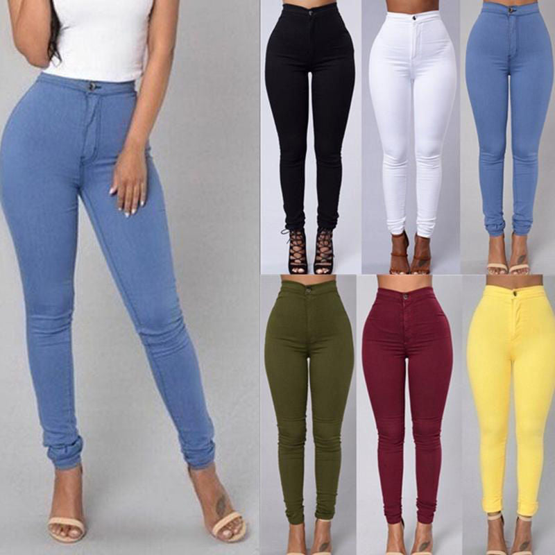 High waisted colored jeans