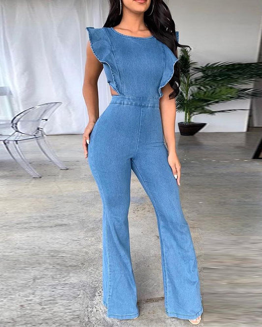 Denim Ruffled jumpsuit