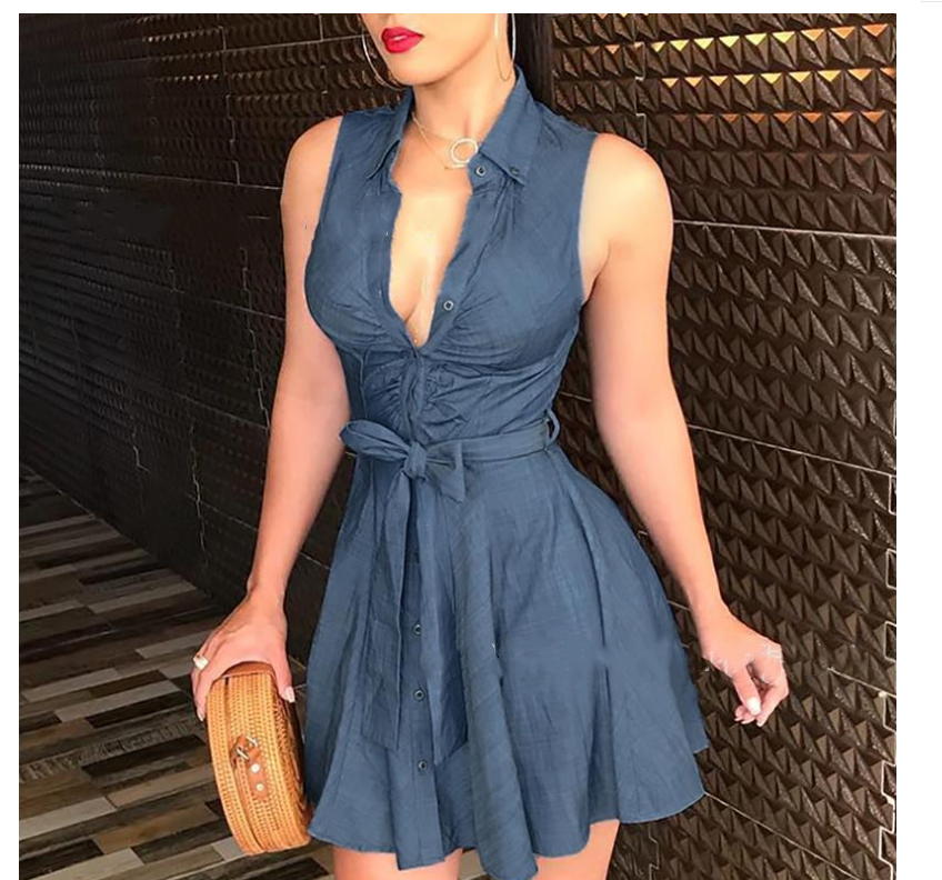 Skater faux denim dress