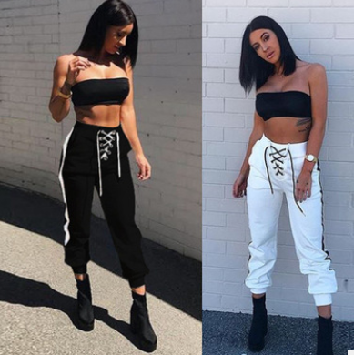 Lace Up High Waist Pants
