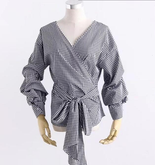 Checkered Off The Shoulder Blouse