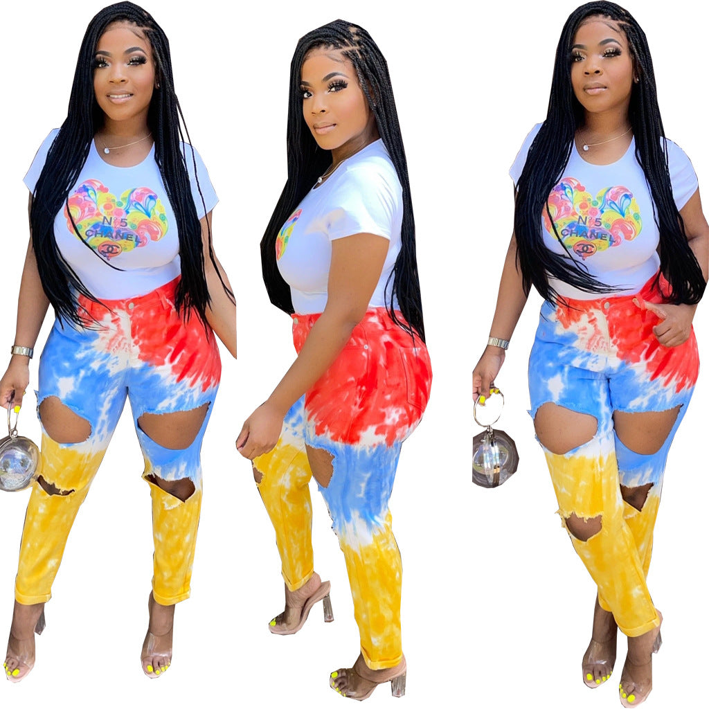 Slim-fit Pierced Stretch Leg Pants